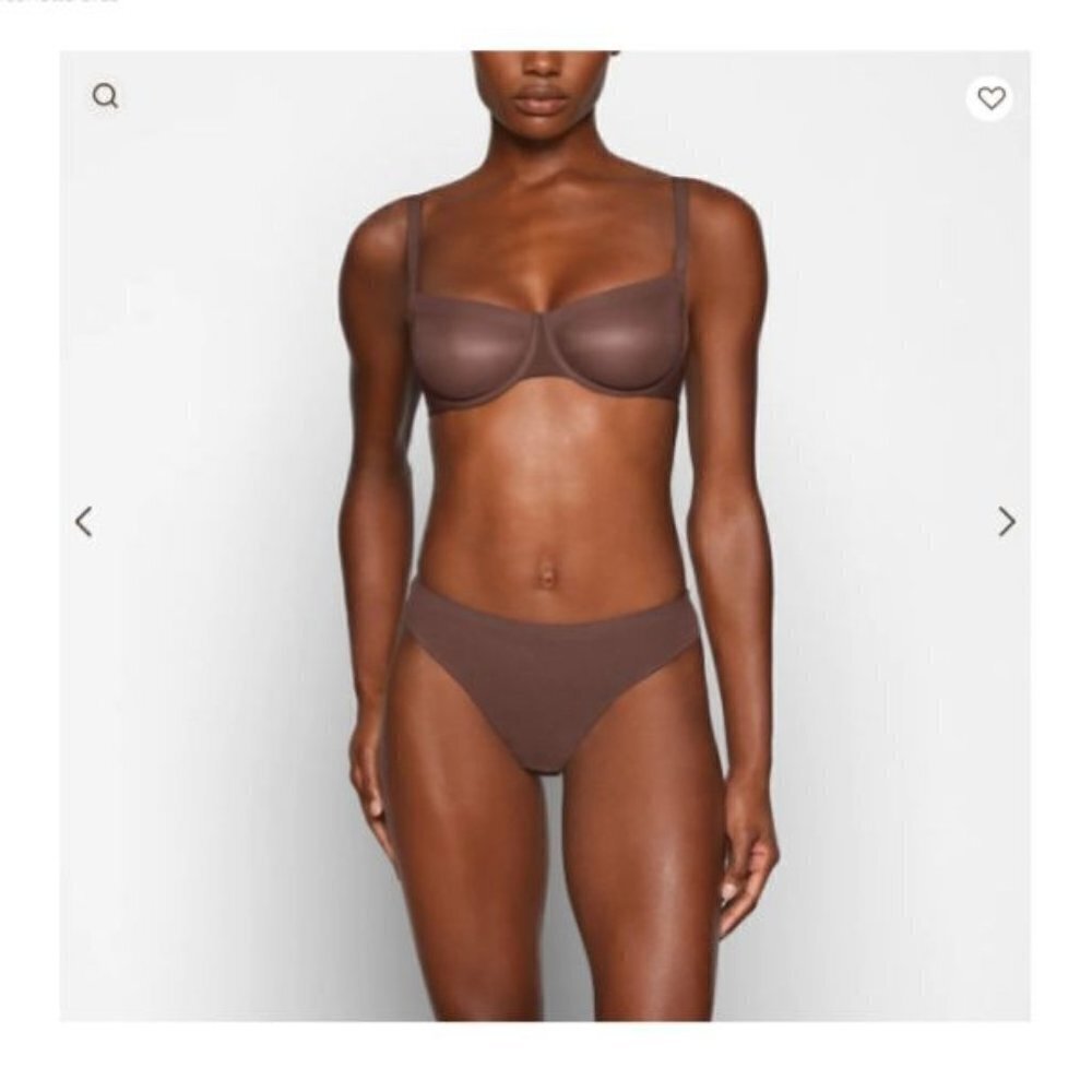 Skims Molded Unlined Sexy Lingerie Balconette Brown Mesh Bra Size 42dd